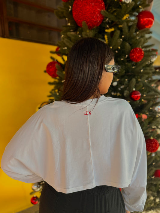 LONG SLEEVE WHITE CROP TOP❤️🤍