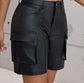 Black Short Leather Pant